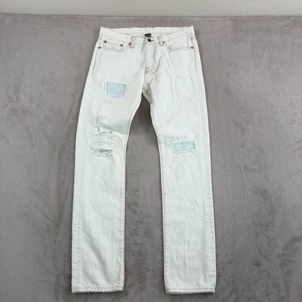 NSF 2015 Distressed Patchwork Jeans in Off White Wash Men‎ 32x32 Made in USA